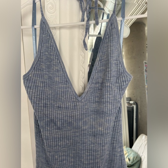 NWT* Abercrombie & Fitch Elevated Knit Halter Mini Dress - Blue Pattern - Picture 5 of 8